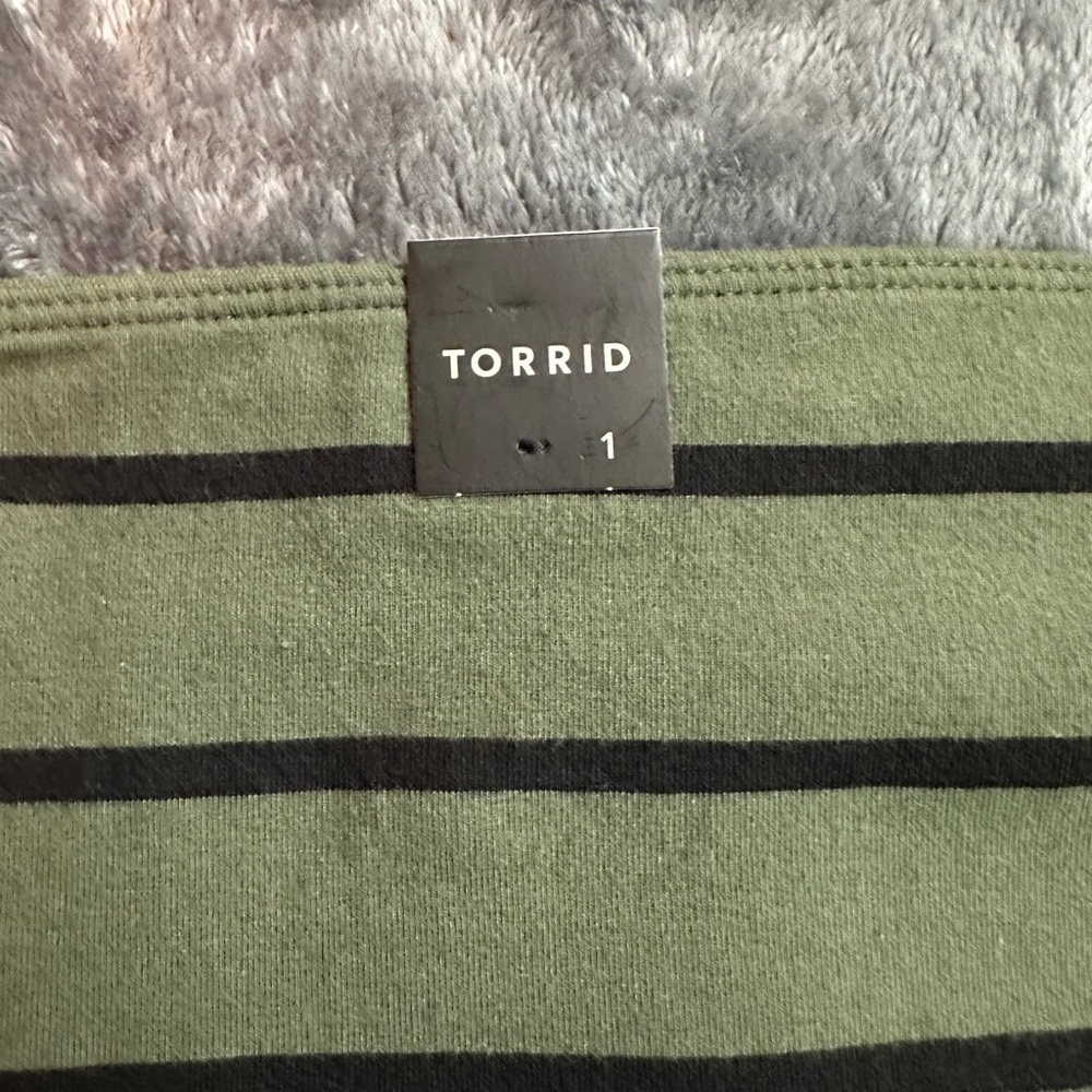 Torrid Olive and Black Striped Skirt